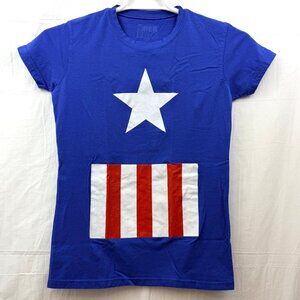 Marvel Heroes 2012 Captain America Tee Women M Blue